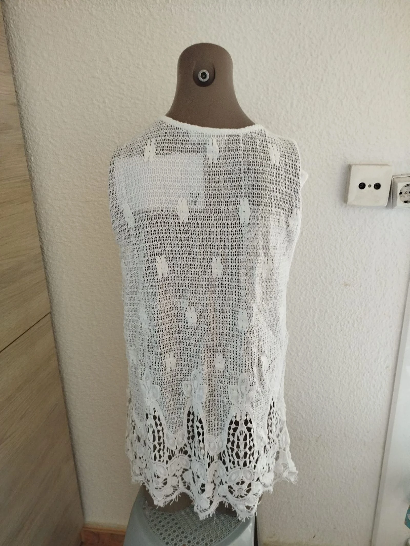 Caftan crochet blanco talla única  – photo 6